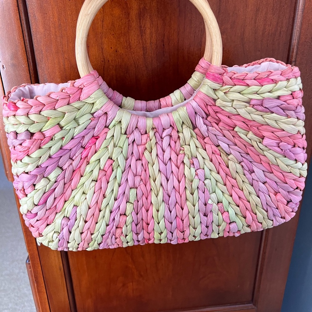 Super cute multicolor wicker bag.